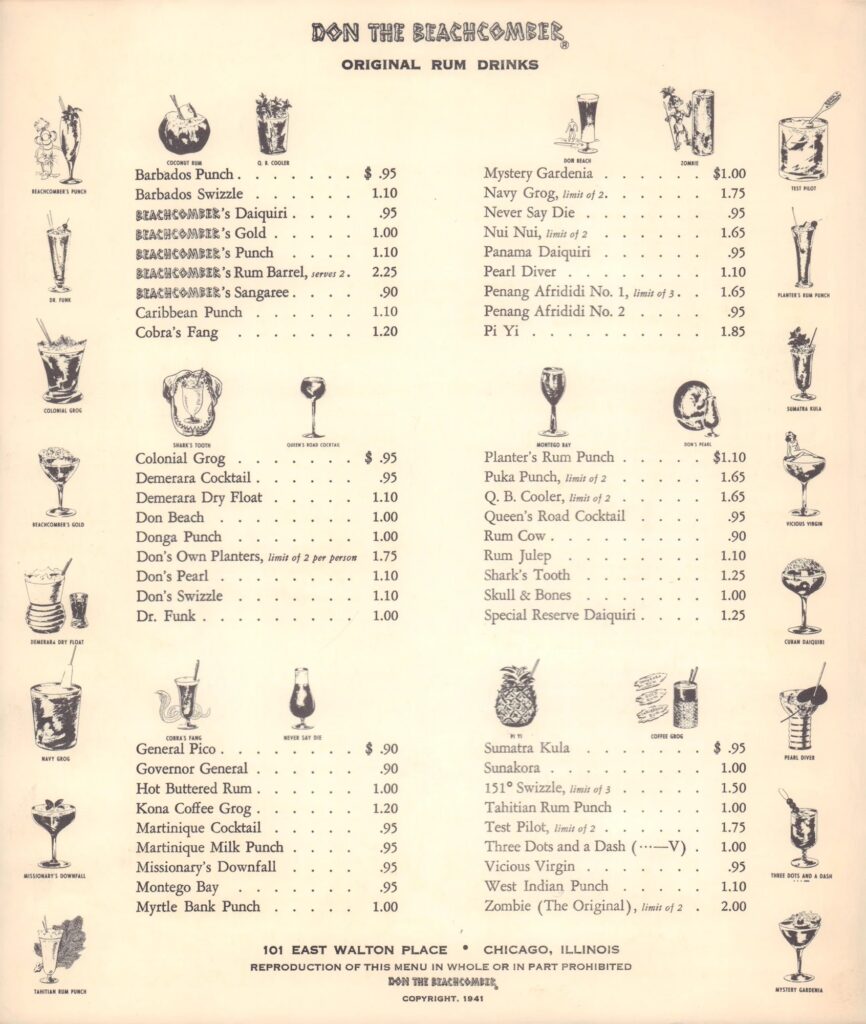 Chicago Vintage Menu