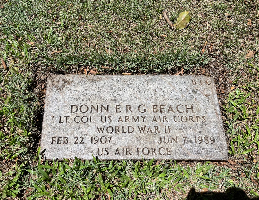 Don Beachcomber headstone in National Cemetery of the Pacific